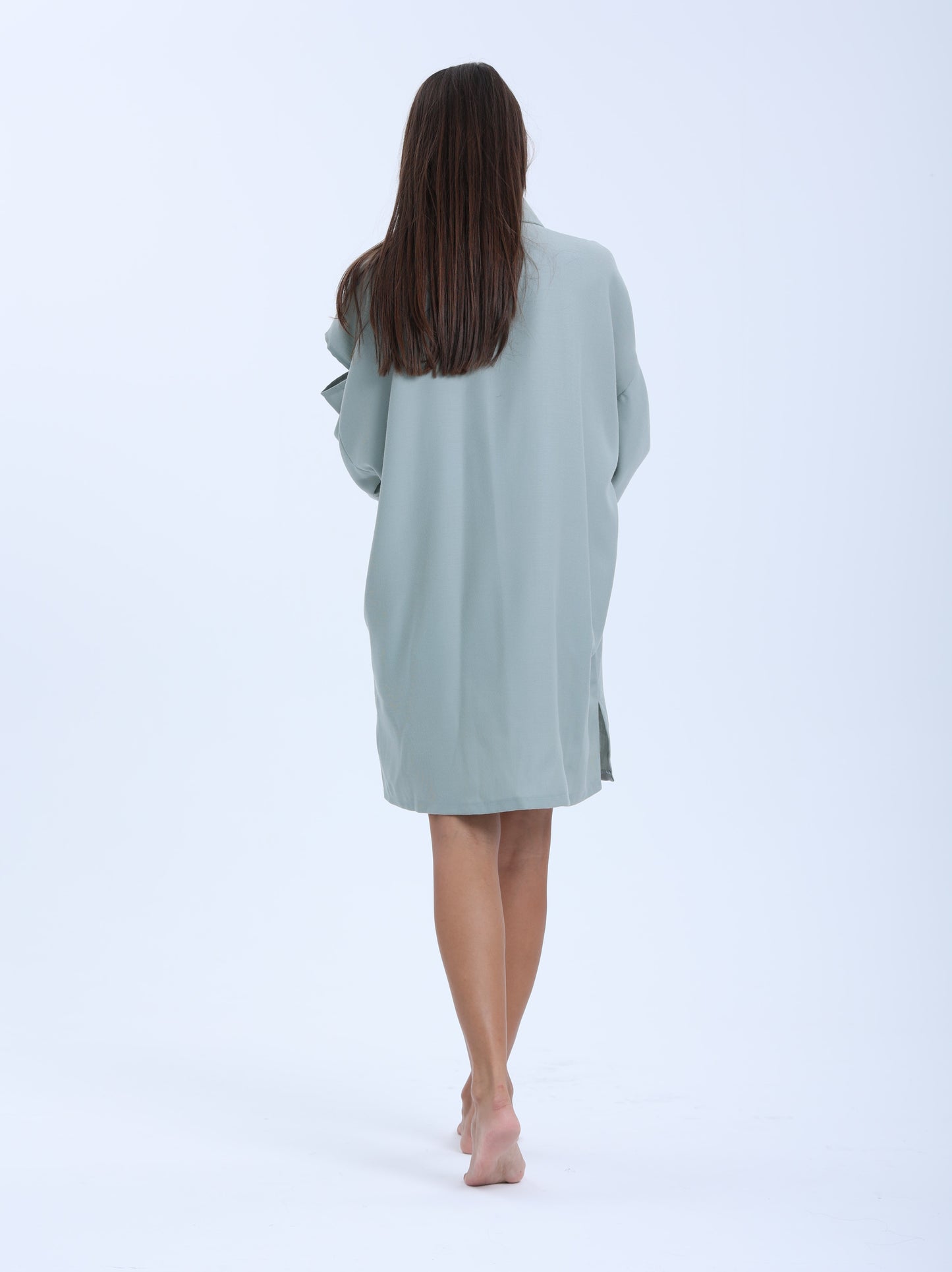 Ville-Marie Structured Shirt Dress - Grey Blue