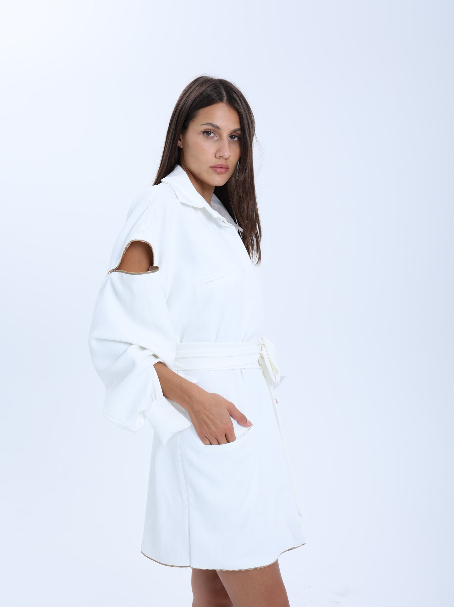 Ville-Marie Structured Shirt Dress - White