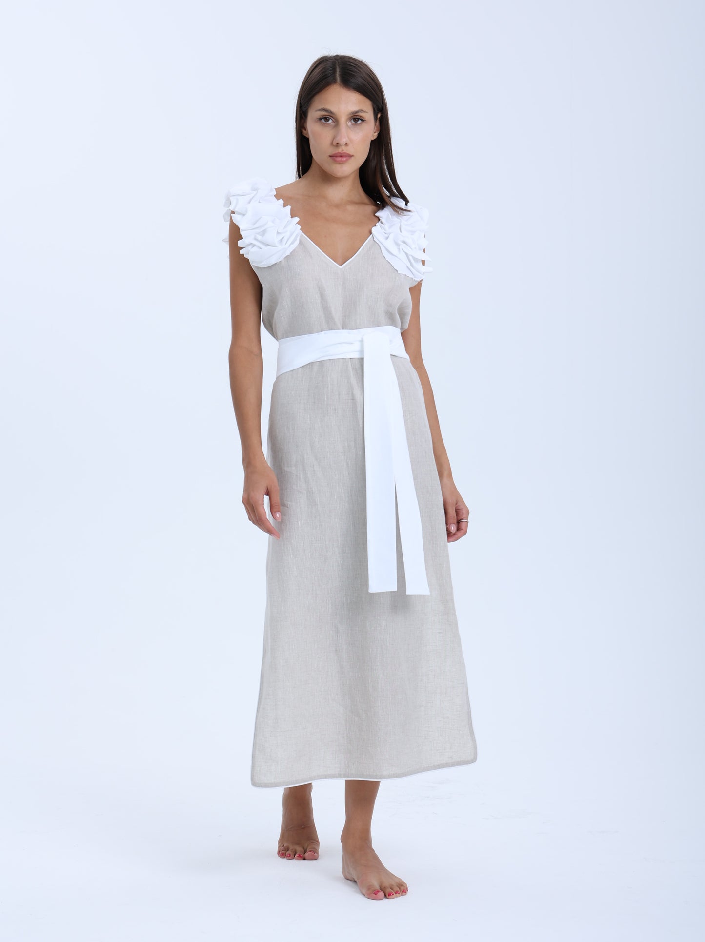 St. Tropez Sleeveless Long Dress - Beige