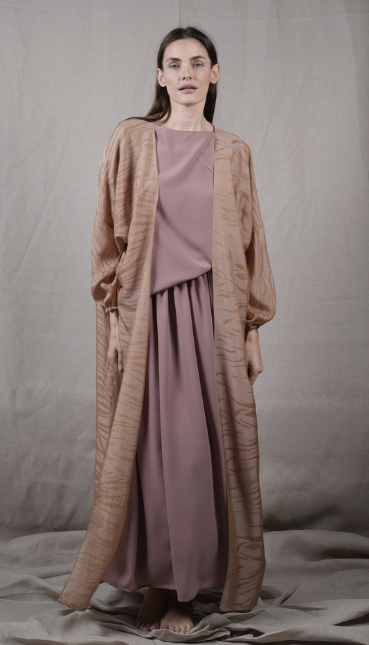 Ripple Chiffon Silk Cover-Up - Tan