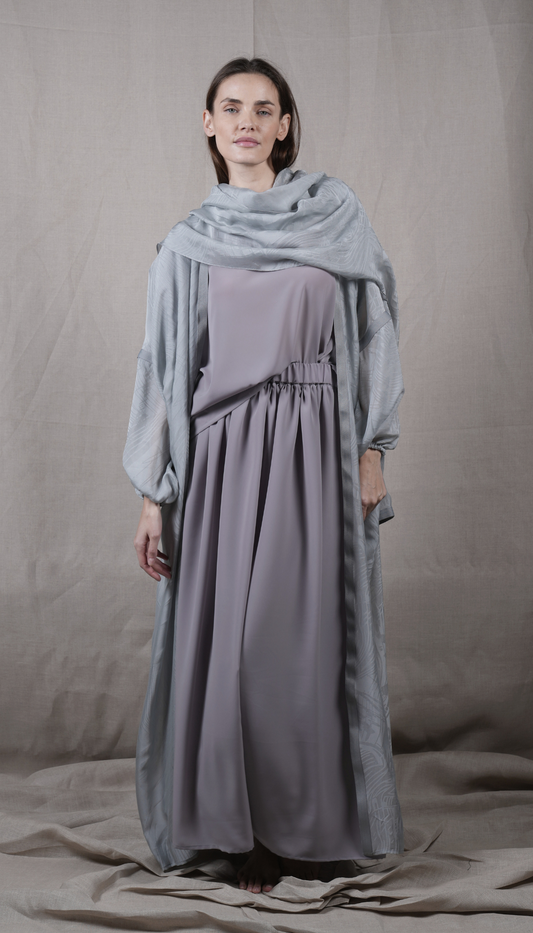 Ripple Chiffon Silk Cover-Up - Grey Blue