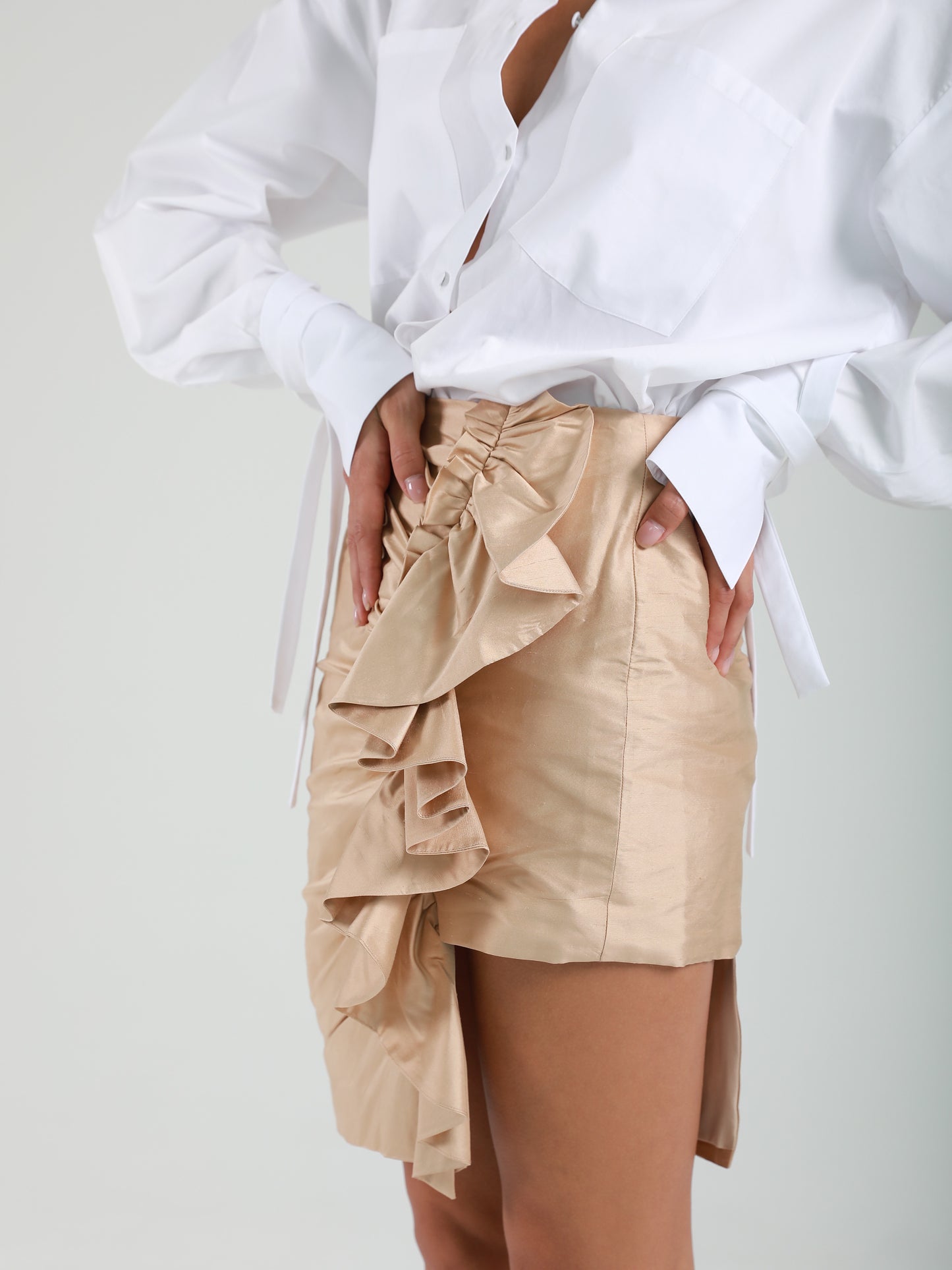 MQ Asymmetric Ruffled Skirt - Raw Silk