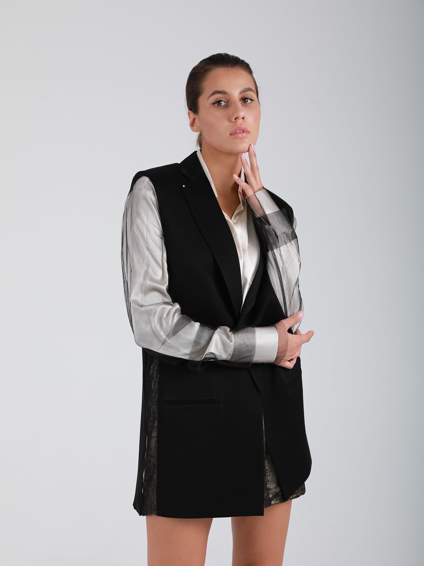 Rola Crepe Couture Blazer - Crystal Embellished