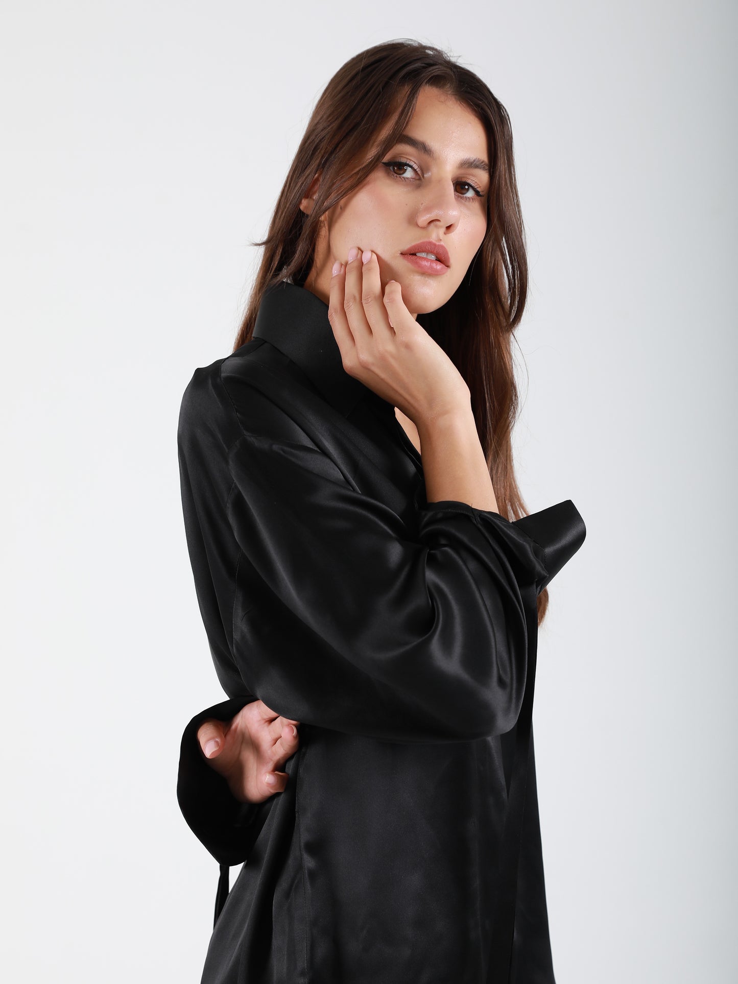 Signature Oversized Silk Shirt - Black