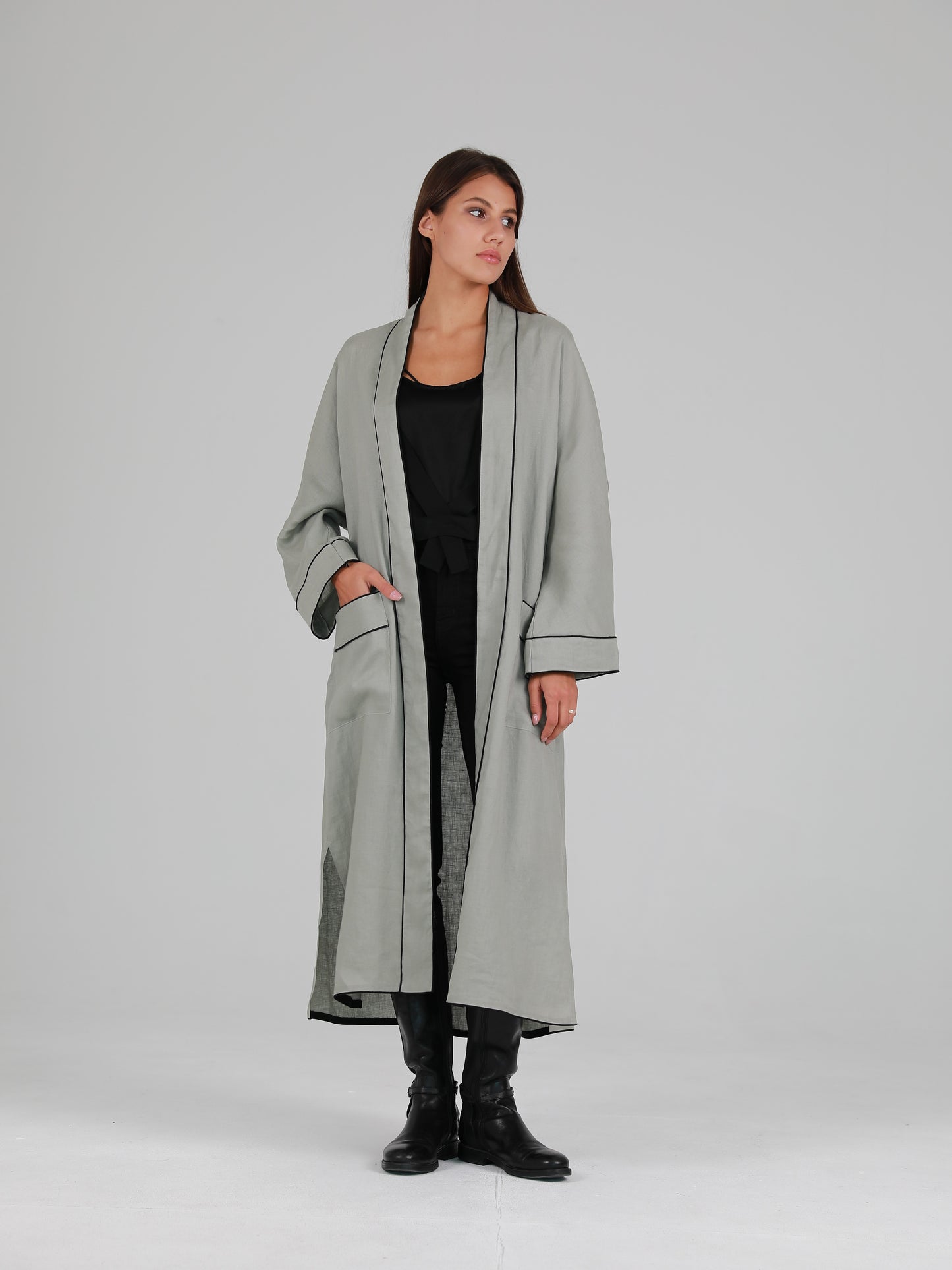 Robe Style Cover-Up - Grey