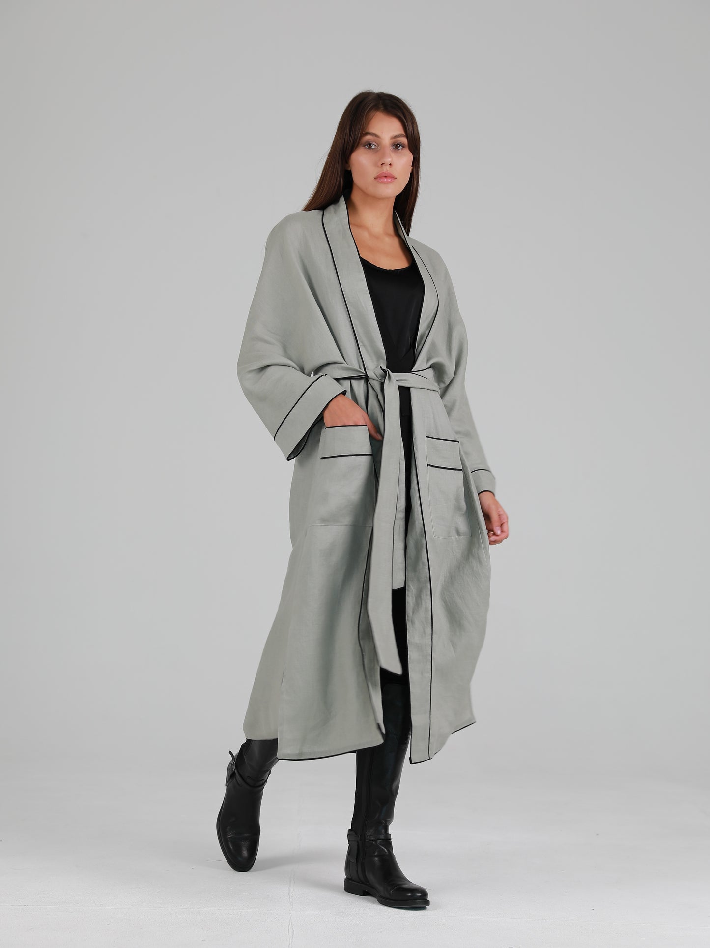 Robe Style Cover-Up - Grey