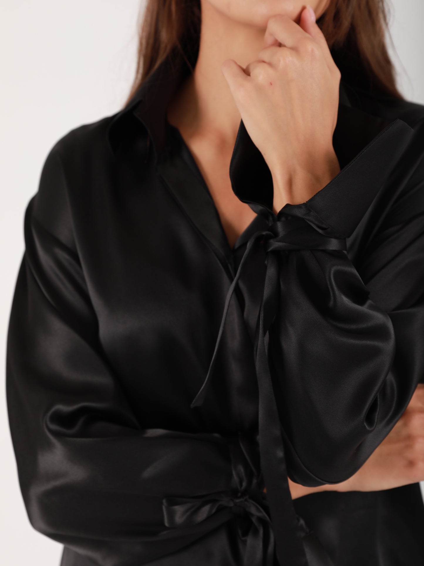 Signature Oversized Silk Shirt - Black